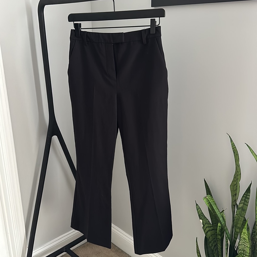 Topshop Flare Hem Black Crop Work Pants Trousers Size 4